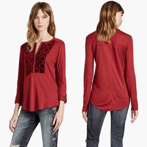 LUCKY BRAND burnout velvet bib top size small